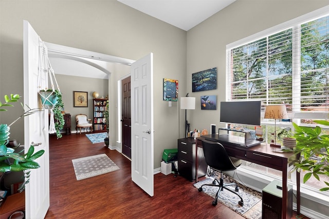 236 Hope Cir, Murphy, TX 75094 - office space with wood finished floors and arched walkways