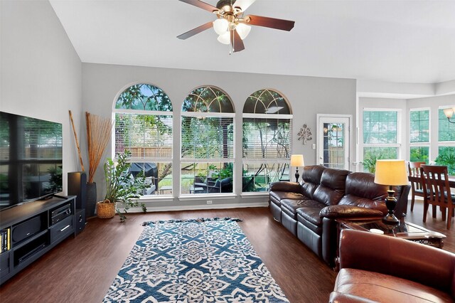 236 Hope Cir, Murphy, TX 75094 - living area with a ceiling fan and wood finished floors