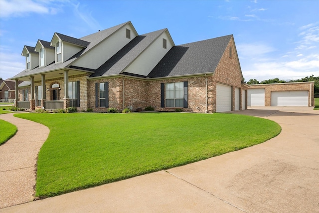 6417 Gehrig Cir, Burleson, TX 76028 - view of front facade featuring brick siding, a front lawn, a shingled roof, driveway, and an attached garage