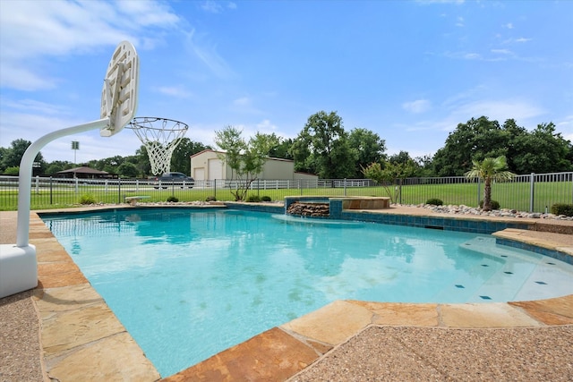 6417 Gehrig Cir, Burleson, TX 76028 - view of pool with a fenced backyard and a pool with connected hot tub