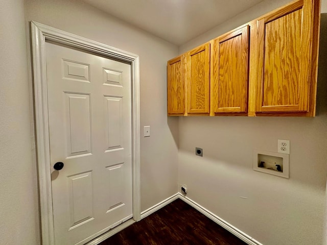 917 Calder St, Howe, TX 75459 - laundry room featuring hookup for an electric dryer, cabinet space, hookup for a washing machine, and dark wood finished floors