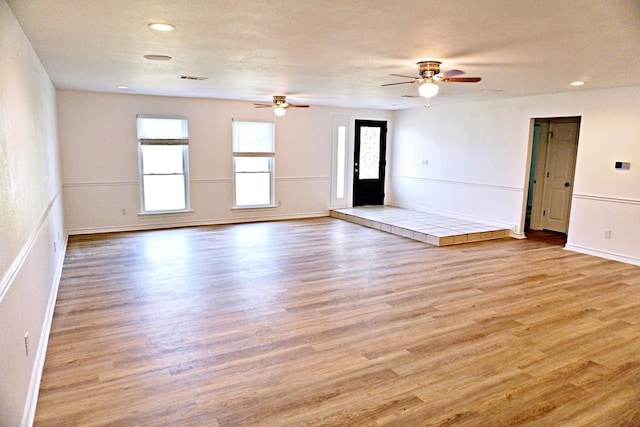 3429 Willowcrest Dr, North Richland Hills, TX 76117 - unfurnished room featuring ceiling fan, light wood-style flooring, and recessed lighting