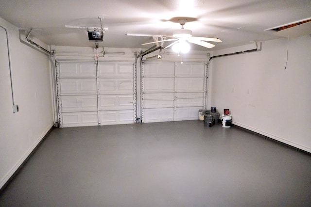 3429 Willowcrest Dr, North Richland Hills, TX 76117 - garage featuring a garage door opener and a ceiling fan