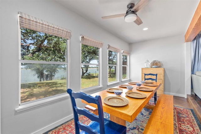3125 County Road 264, Breckenridge, TX 76424 - dining room featuring ceiling fan, recessed lighting, and wood finished floors