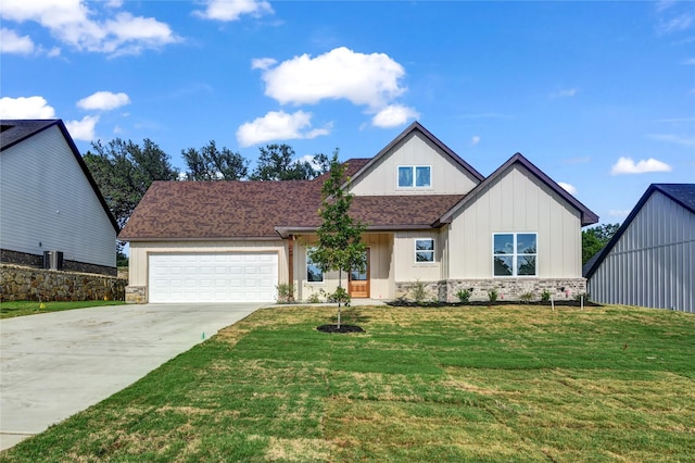 1604 Franklin St, Weatherford, TX 76086 - view of front of property with driveway, an attached garage, board and batten siding, a front yard, and a shingled roof