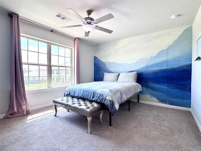 7204 Silent Mill Rd, Arlington, TX 76001 - carpeted bedroom featuring a textured ceiling and a ceiling fan