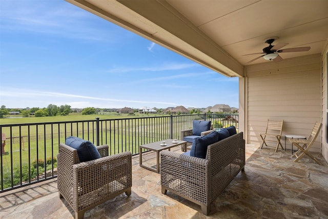 1300 Aberdeen Dr, Lucas, TX 75002 - view of patio / terrace featuring ceiling fan and an outdoor living space