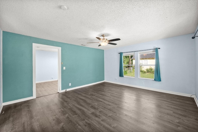 318 Mckenzie St, Waxahachie, TX 75165 - unfurnished room with ceiling fan, dark wood finished floors, a textured ceiling, and a smoke detector