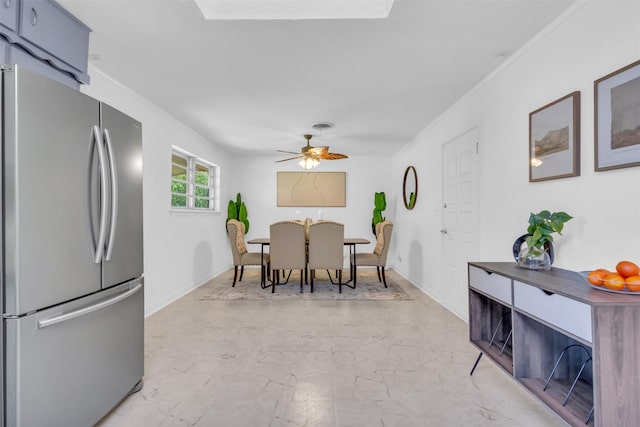 5624 Waltham Ave, Fort Worth, TX 76133 - dining space featuring ceiling fan and light marble finish floors