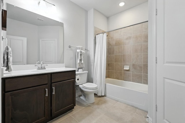 11720 Bull Creek Dr, Northlake, TX 76226 - bathroom with tile patterned floors, vanity, and shower / bath combination with curtain