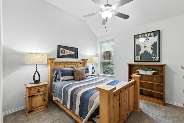 11720 Bull Creek Dr, Northlake, TX 76226 - bedroom featuring carpet flooring, vaulted ceiling, and ceiling fan