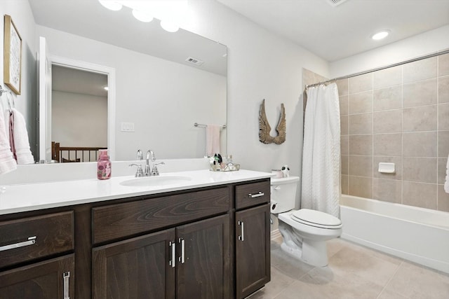 11720 Bull Creek Dr, Northlake, TX 76226 - full bath featuring vanity, tile patterned floors, and shower / bathtub combination with curtain