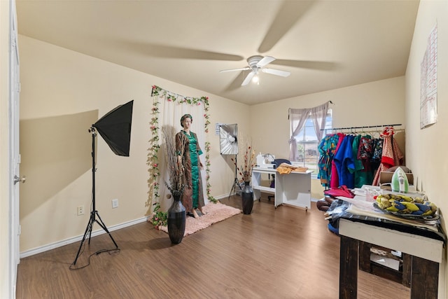 3227 Baskin Dr, Lancaster, TX 75134 - rec room with a ceiling fan and wood finished floors