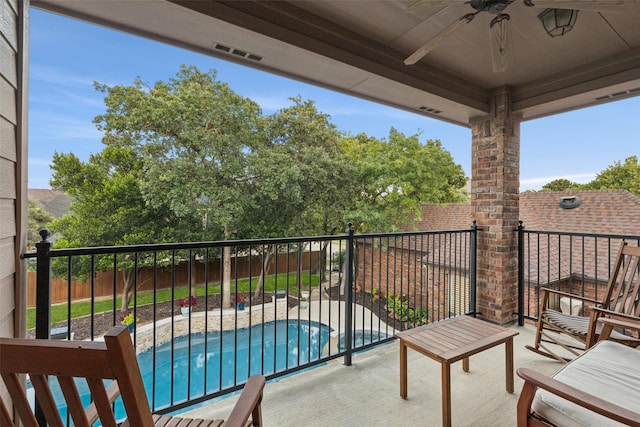 1801 Kinsale Dr, Keller, TX 76262 - balcony with ceiling fan and view of pool area