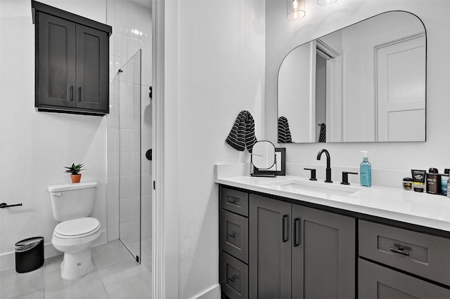 2028 Fox Bend Trce, Gunter, TX 75058 - bathroom featuring vanity, tile patterned flooring, and tiled shower