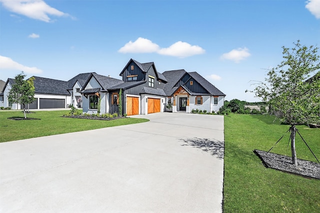 2028 Fox Bend Trce, Gunter, TX 75058 - modern farmhouse featuring board and batten siding, concrete driveway, a front yard, and an attached garage
