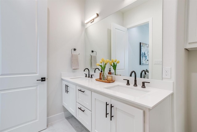 123 Thornton St, Arlington, TX 76013 - full bath with double vanity and marble look tile flooring