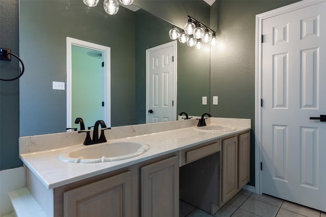 1526 Shadow Run, Weatherford, TX 76086 - bathroom featuring double vanity and tile patterned floors