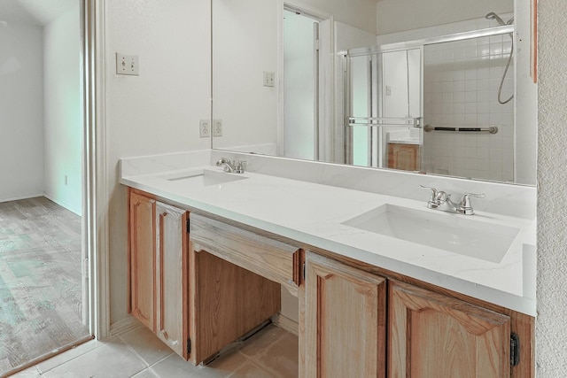 534 Gettysburg St, Mesquite, TX 75149 - bathroom with double vanity and a shower with shower door
