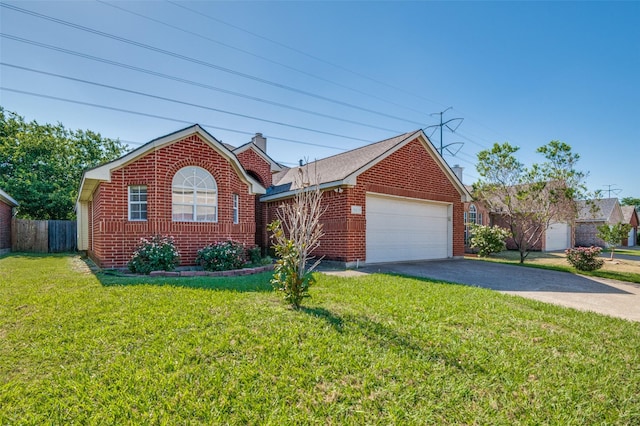 5615 Wellston Dr, Arlington, TX 76018 - view of front facade featuring brick siding, a chimney, and driveway
