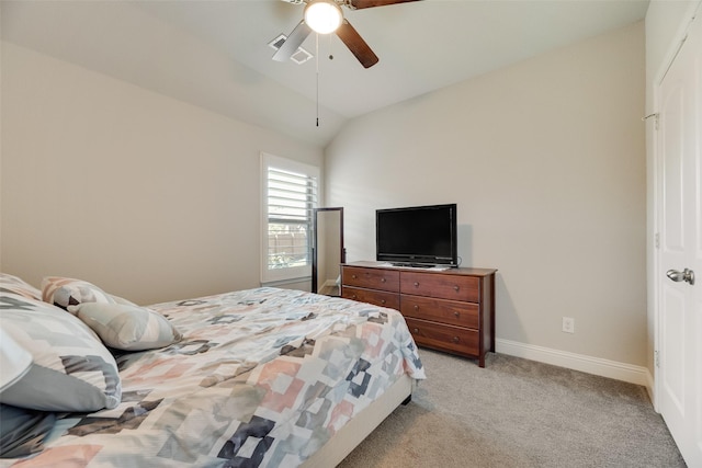 6159 Allatoona Rd, Fort Worth, TX 76179 - bedroom featuring vaulted ceiling, light carpet, and a ceiling fan