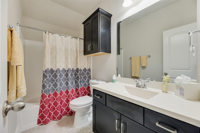6159 Allatoona Rd, Fort Worth, TX 76179 - bathroom featuring vanity, shower / tub combo, and tile patterned flooring