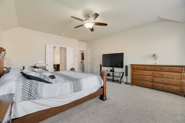 6159 Allatoona Rd, Fort Worth, TX 76179 - bedroom featuring vaulted ceiling, light colored carpet, and a ceiling fan