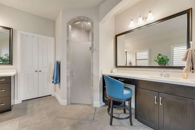 6159 Allatoona Rd, Fort Worth, TX 76179 - full bathroom with a shower stall, vanity, and tile patterned flooring