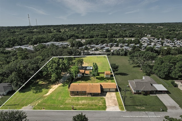 125 Sandra Dr, Azle, TX 76020 - aerial perspective of suburban area featuring property parcel outlined and a forest