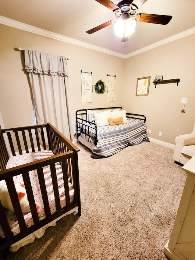104 St Andrews Ln, Benton, LA 71006 - bedroom featuring carpet, ornamental molding, and ceiling fan