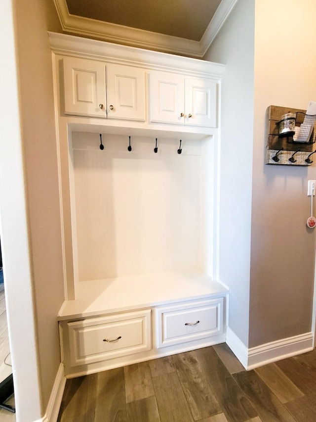 104 St Andrews Ln, Benton, LA 71006 - mudroom featuring crown molding and dark wood-style flooring