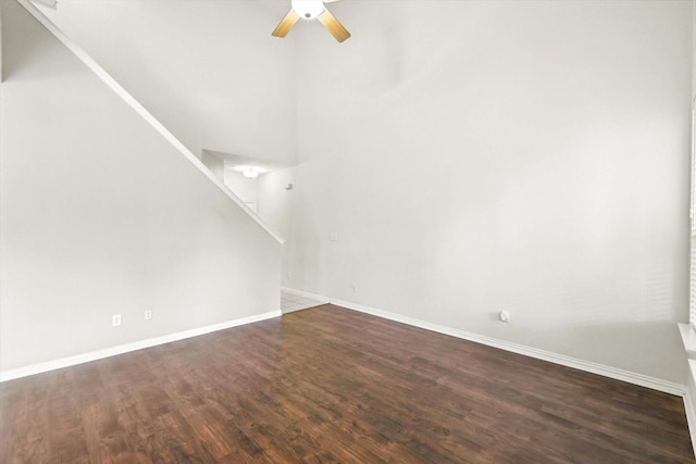 921 Englewood Ln, Plano, TX 75025 - unfurnished living room featuring ceiling fan, wood finished floors, and stairway