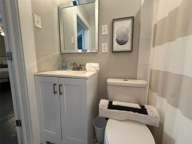 317 W Monterey St, Denison, TX 75020 - bathroom featuring a textured wall and vanity