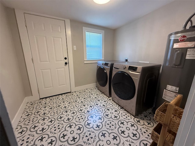 317 W Monterey St, Denison, TX 75020 - laundry room featuring washing machine and clothes dryer and electric water heater