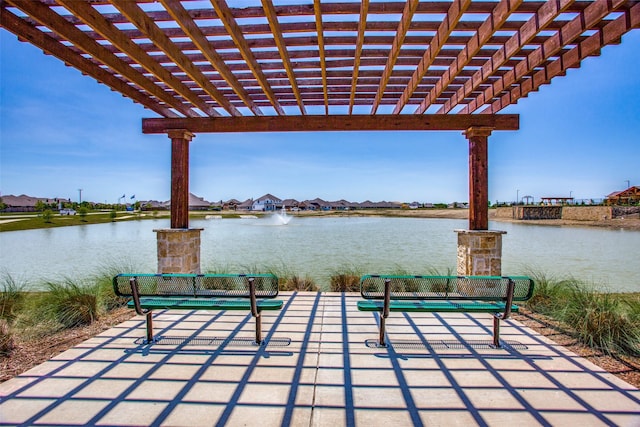 539 Curtiss Dr, Fate, TX 75087 - view of patio / terrace with a water view and a pergola