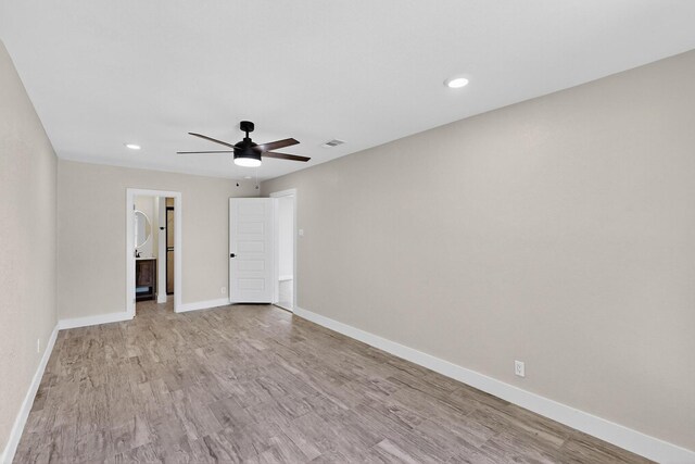5612 Meadow Nest Dr, Dallas, TX 75236 - empty room featuring ceiling fan, wood finished floors, and recessed lighting