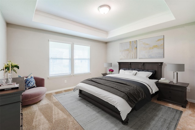 2111 Bentwater Ln, Frisco, TX 75036 - carpeted bedroom with a tray ceiling and crown molding