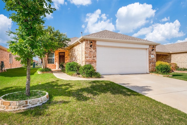 2111 Bentwater Ln, Frisco, TX 75036 - view of front facade with a garage, driveway, brick siding, and a front lawn