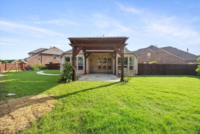 632 Fishback Cir, Plano, TX 75074 - rear view of house featuring a pergola, a patio, and a fenced backyard