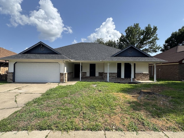 510 Betsy Ross Dr, Arlington, TX 76002 - view of front of home featuring brick siding, a porch, driveway, and a garage