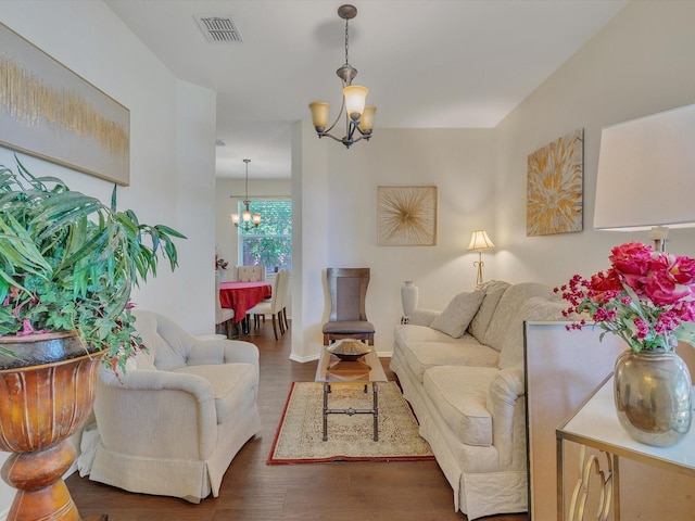 1928 Juniper Dr, Little Elm, TX 75068 - living room with a chandelier and wood finished floors