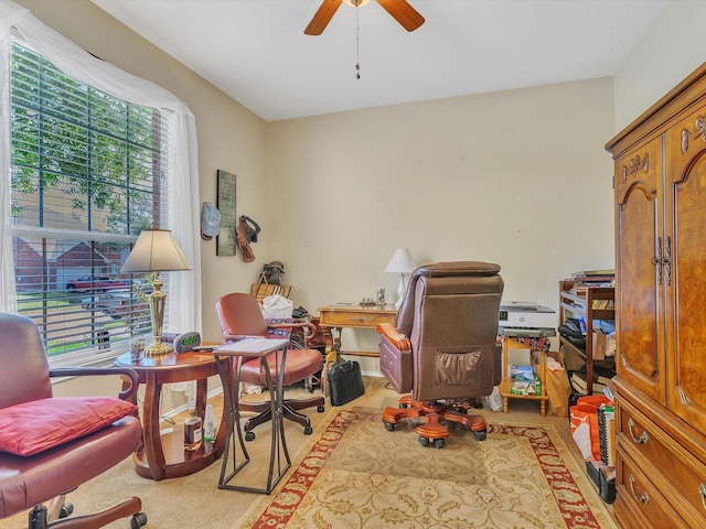 1928 Juniper Dr, Little Elm, TX 75068 - carpeted home office featuring a ceiling fan