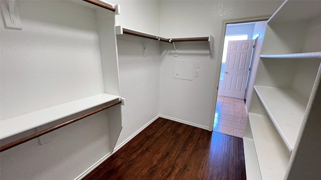 7811 Corona Ct, Arlington, TX 76002 - walk in closet with dark wood-type flooring