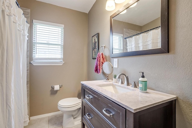 4913 Rutland Ave, Fort Worth, TX 76133 - full bath featuring vanity, tile patterned flooring, and a shower with shower curtain