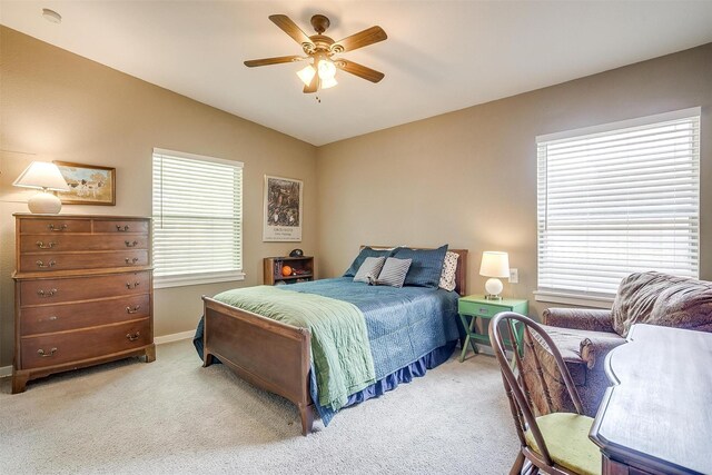 4913 Rutland Ave, Fort Worth, TX 76133 - bedroom with lofted ceiling, light carpet, and a ceiling fan