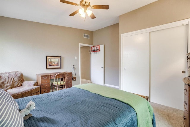 4913 Rutland Ave, Fort Worth, TX 76133 - carpeted bedroom with a closet and a ceiling fan