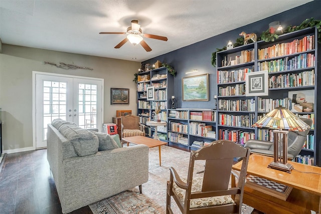 4913 Rutland Ave, Fort Worth, TX 76133 - sitting room featuring ceiling fan, french doors, and wood finished floors