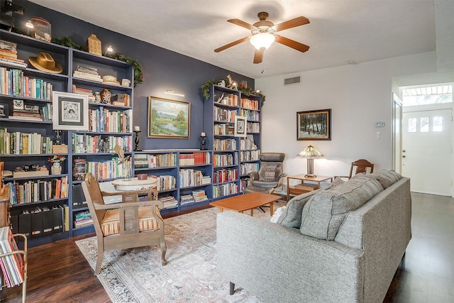 4913 Rutland Ave, Fort Worth, TX 76133 - sitting room with ceiling fan and wood finished floors