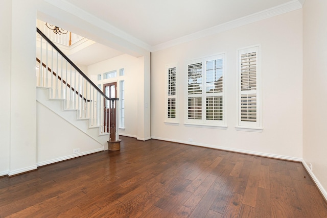 2248 Amy Ln, Plano, TX 75074 - foyer with ornamental molding, wood finished floors, and stairs