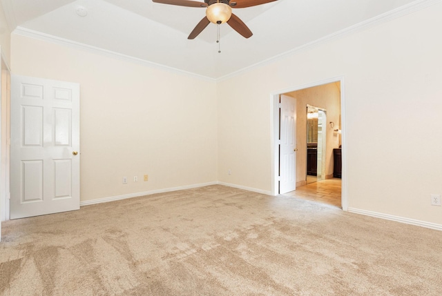 2248 Amy Ln, Plano, TX 75074 - spare room with light carpet, ceiling fan, and ornamental molding